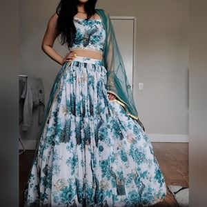 Peacock print indian punjabi bollywood lengha